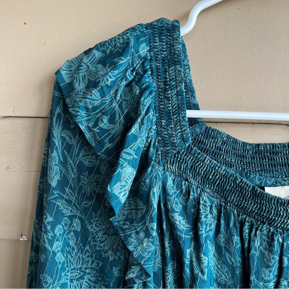 Universal Threads Floral Long Sleeve Top Size M - Metallic Casual Modest - Picture 3 of 6